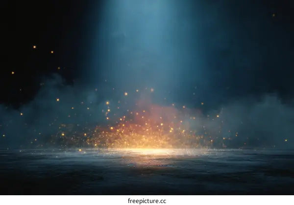 Abstract Dark Sparkles Background with Spotlight