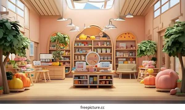 An Illustration of a Grocery Store Interior