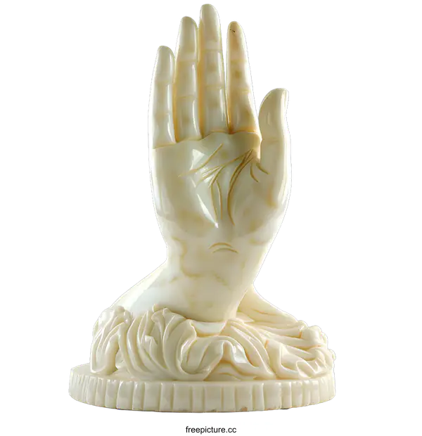 [Transparent Background PNG]Sculpture of a Hand Raised in Gesture