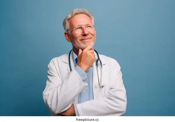 Thoughtful Senior Caucasian Doctor Portrait