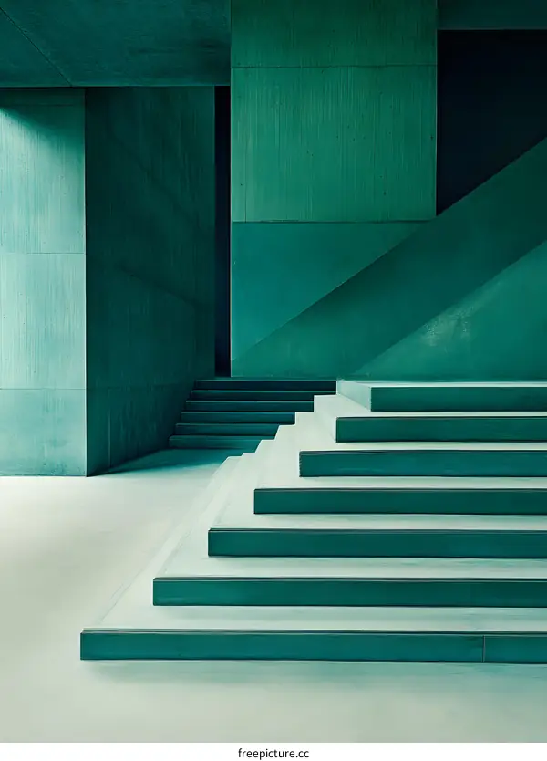Green Concrete Staircase Minimalist Modern Architecture
