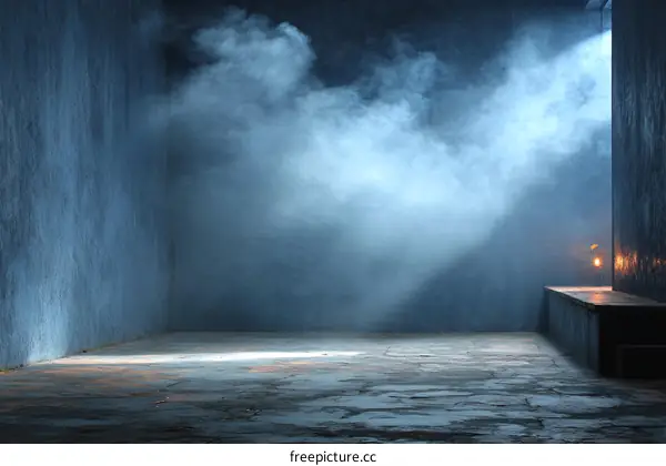 Empty Room with Smoky Atmosphere and Light Rays