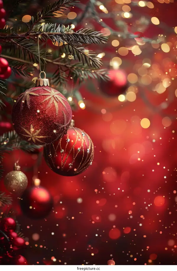 Festive Christmas Decorations with Lights and Ornaments