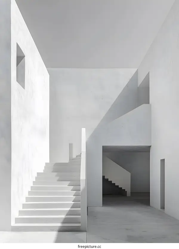 Minimalist Architecture with Stairs and Windows in a Modern Building