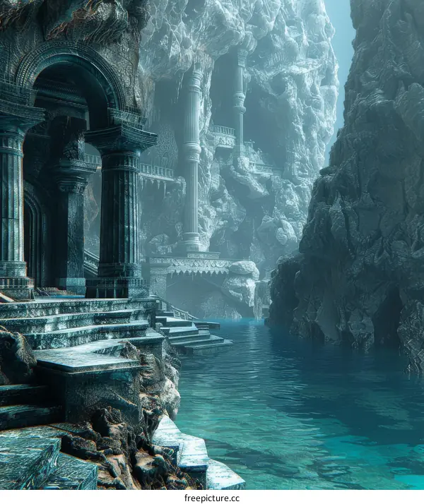 Submerged Ancient Cityscape Illustration