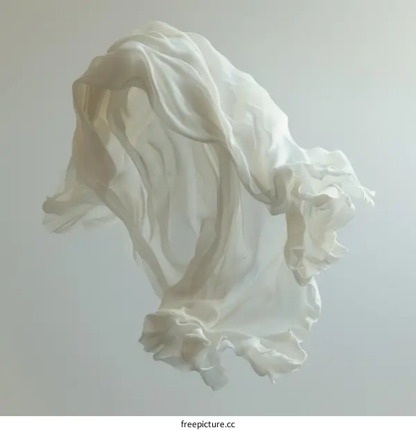 Flowing White Fabric Against a Light Background