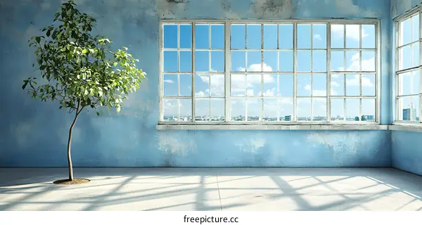Empty Room With Large Window and Tree