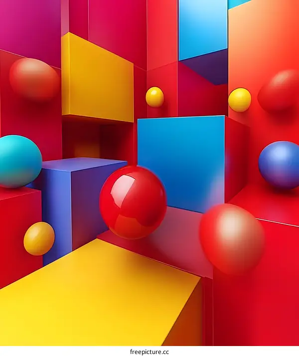 Abstract Colorful 3D Geometric Shapes with Spheres