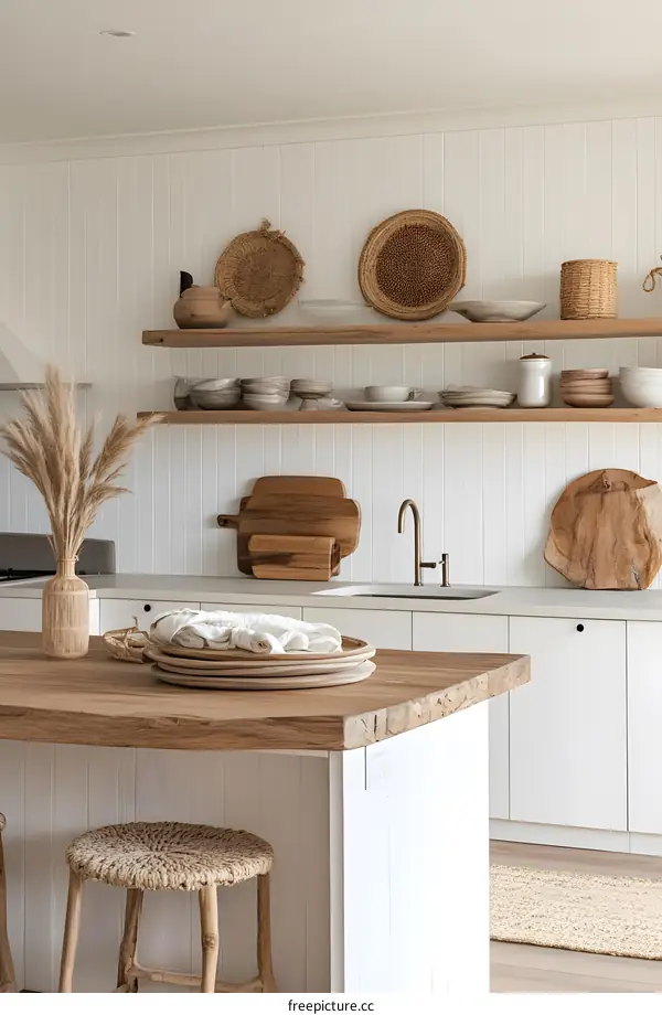 Minimalist Kitchen Design With Wooden Accents And Natural Elements