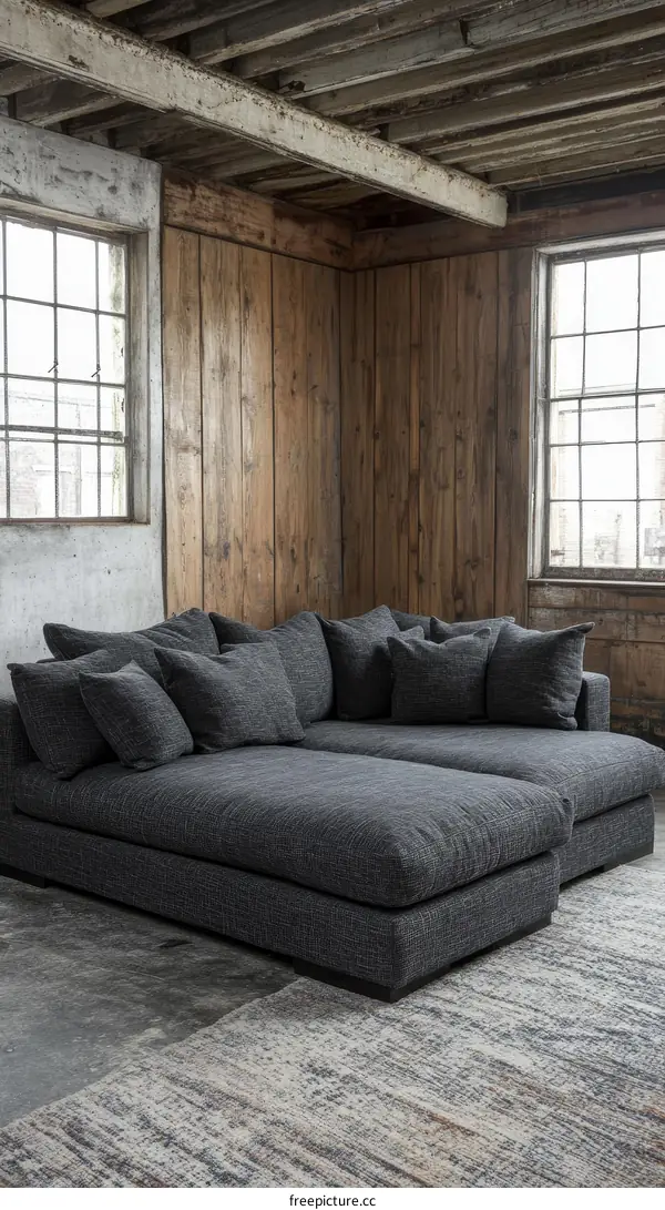 Modern Sectional Sofa in Industrial Setting