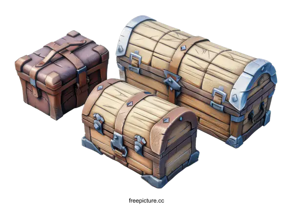 [Transparent Background PNG]Three chests of different sizes