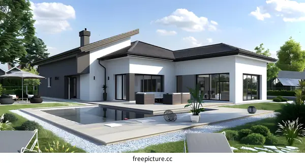 Modern Home with Pool and Patio