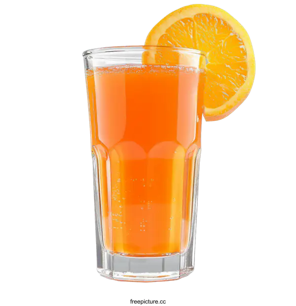 [Transparent Background PNG]Glass of Orange Juice with Orange Slice