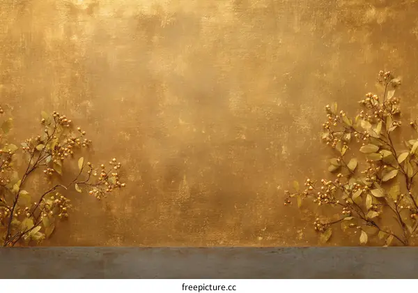 Golden Background with Decorative Branches