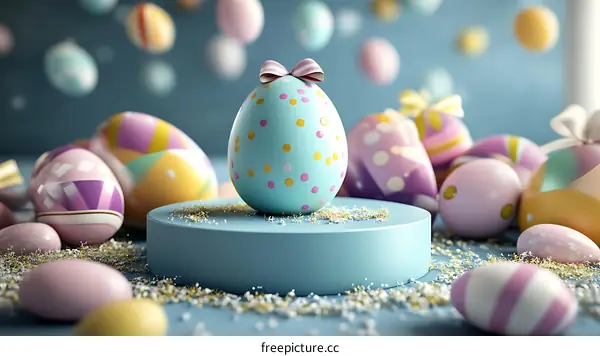 Colorful Easter Eggs on a Display