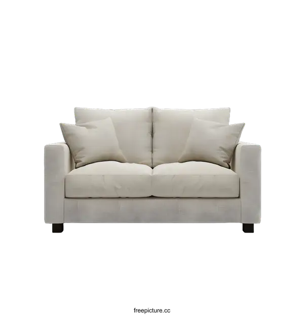 [Transparent Background PNG]Modern Beige Sofa with Pillows on a White Background
