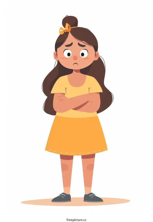 Sad Little Girl in Yellow Dress