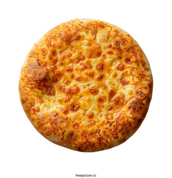 [Transparent Background PNG]Overhead View of a Cheese Pizza on White Background