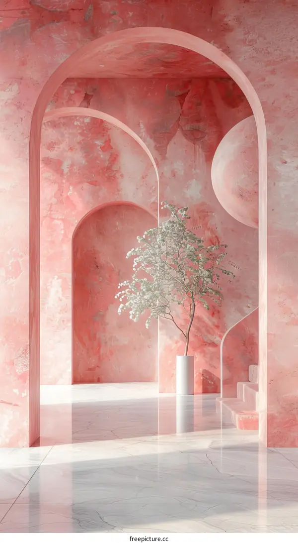 Pink Marble Archway Interior Design Illustration
