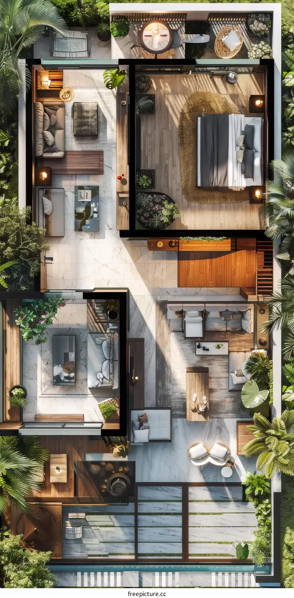 Modern Tropical Rooftop Floor Plan Design