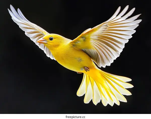 Brilliant Yellow Bird in Flight