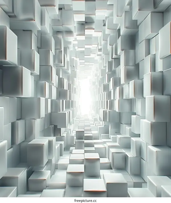 Futuristic Sci-Fi Tunnel with Glowing White Light at the End