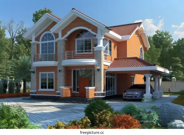 Stunning Two-Story House Design with Carport