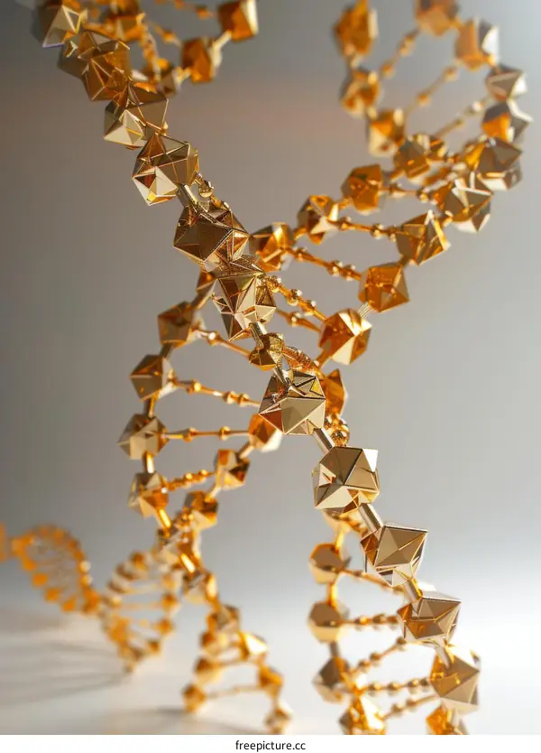 Gold 3D DNA Helix Illustration