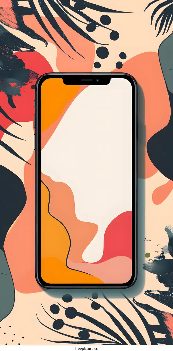 Abstract Phone Mockup with Orange and Pink Background