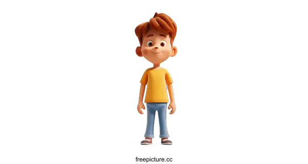[Transparent Background PNG]3D rendering of a cute cartoon boy