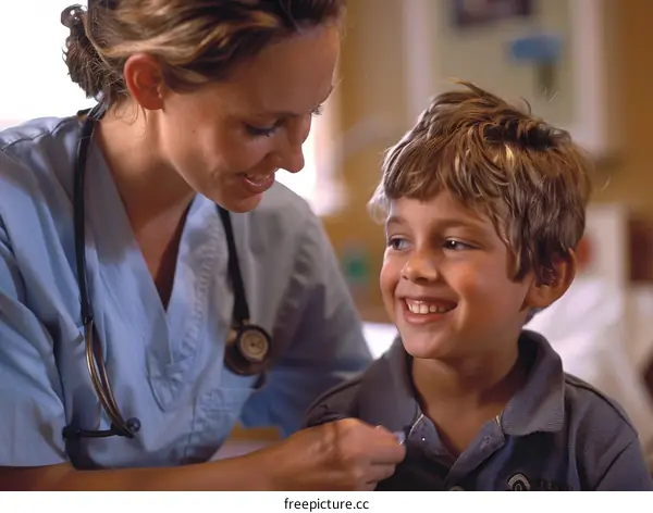 Pediatrician examining a young patient