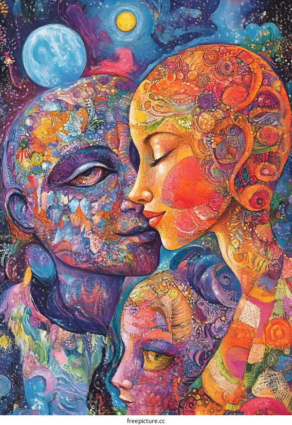 Abstract Painting of Two People in Love