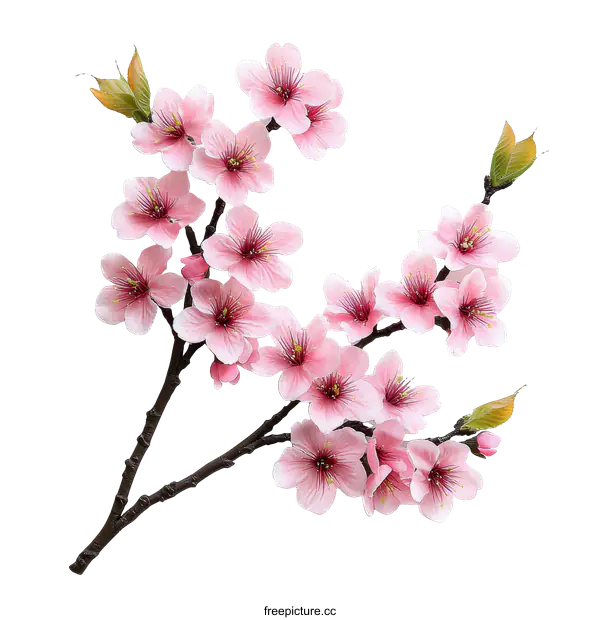 [Transparent Background PNG]Beautiful Cherry Blossom Branch in Spring