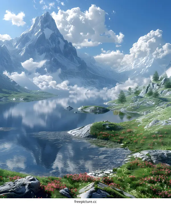 Mountains and lake landscape