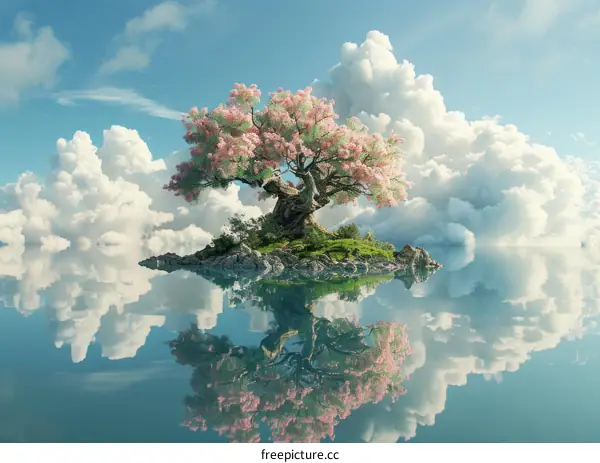 Mesmerizing Cherry Blossom Tree in the Clouds