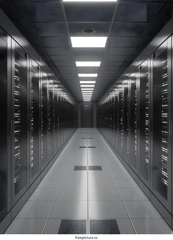 Server room with rows of server racks