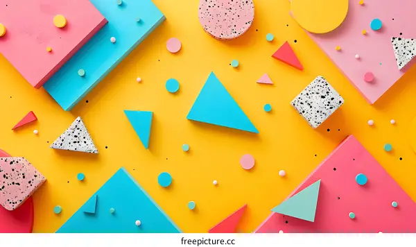 Abstract Geometric Shapes On Yellow Background