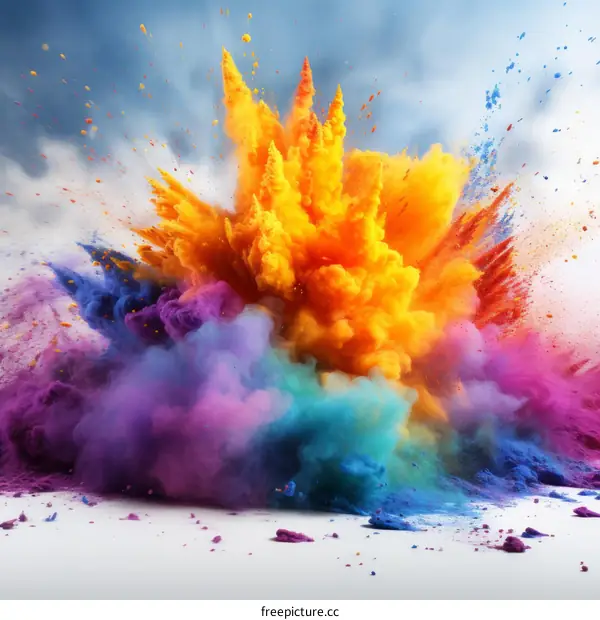 Colorful powder explosion on white background
