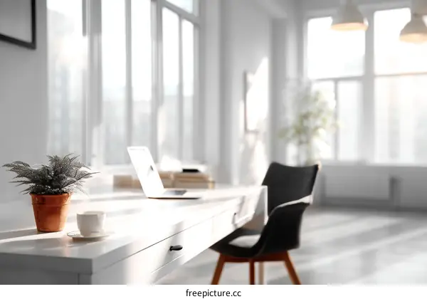 Modern Minimalist Home Office Workspace Illustration