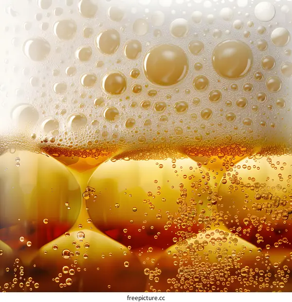 Close up of Beer Bubbles in Glass