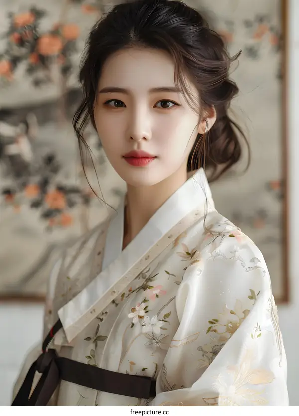 Portrait of a young woman in a hanbok