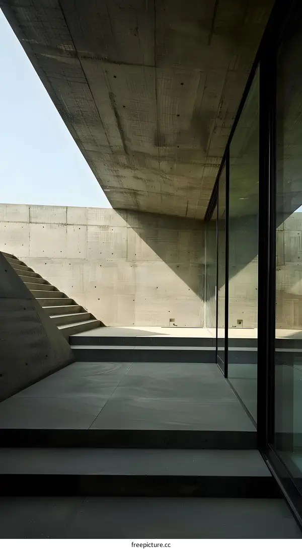 Modern Concrete Architecture with Glass Doors
