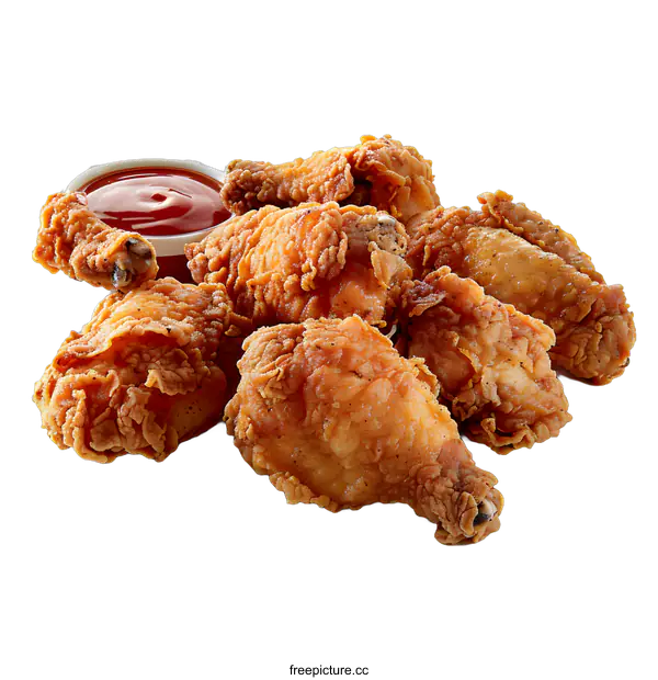 [Transparent Background PNG]Crispy Fried Chicken Wings with Dipping Sauce