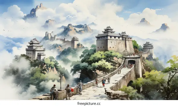 Great Wall of China Illustration - Ancient Chinese Architecture