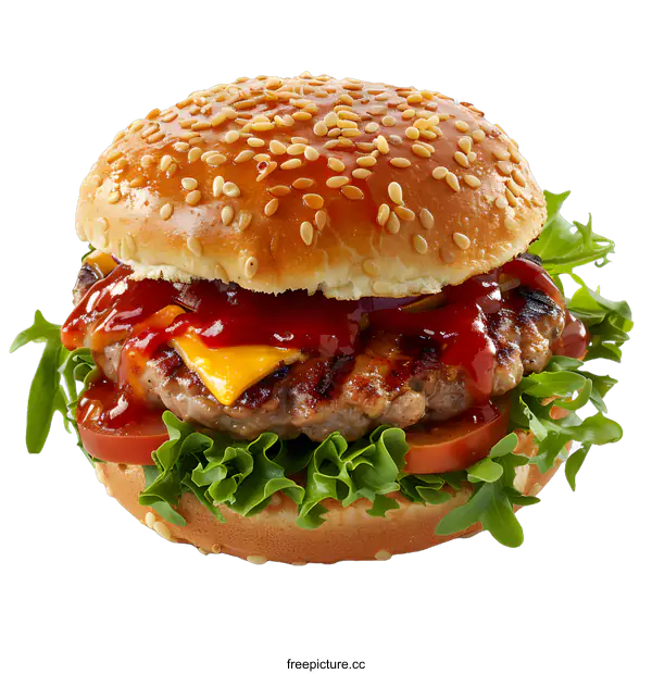[Transparent Background PNG]Delicious cheeseburger on white background
