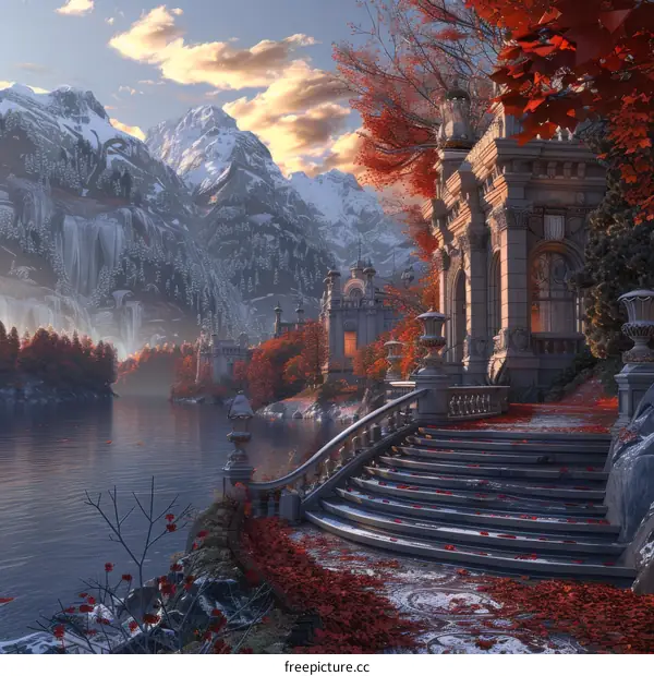 Enchanted Winter Castle by the Lake