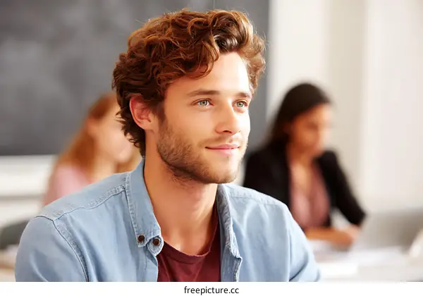 Focused Student in Classroom Setting