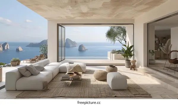 Modern luxury villa with infinity pool and amazing sea view