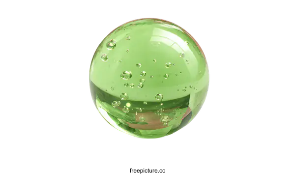 [Transparent Background PNG]Green Glass Sphere with Bubbles