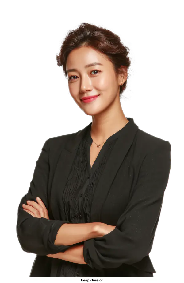 [Transparent Background PNG]Confident Asian Woman in Business Attire